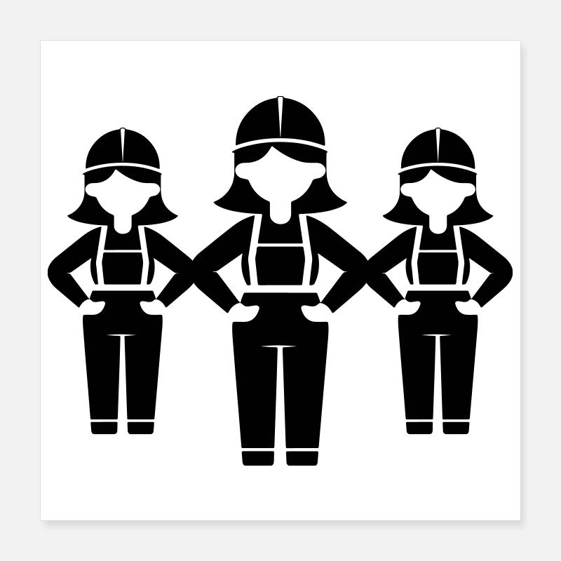 Bauarbeiter Team Frau Poster 40x40 cm