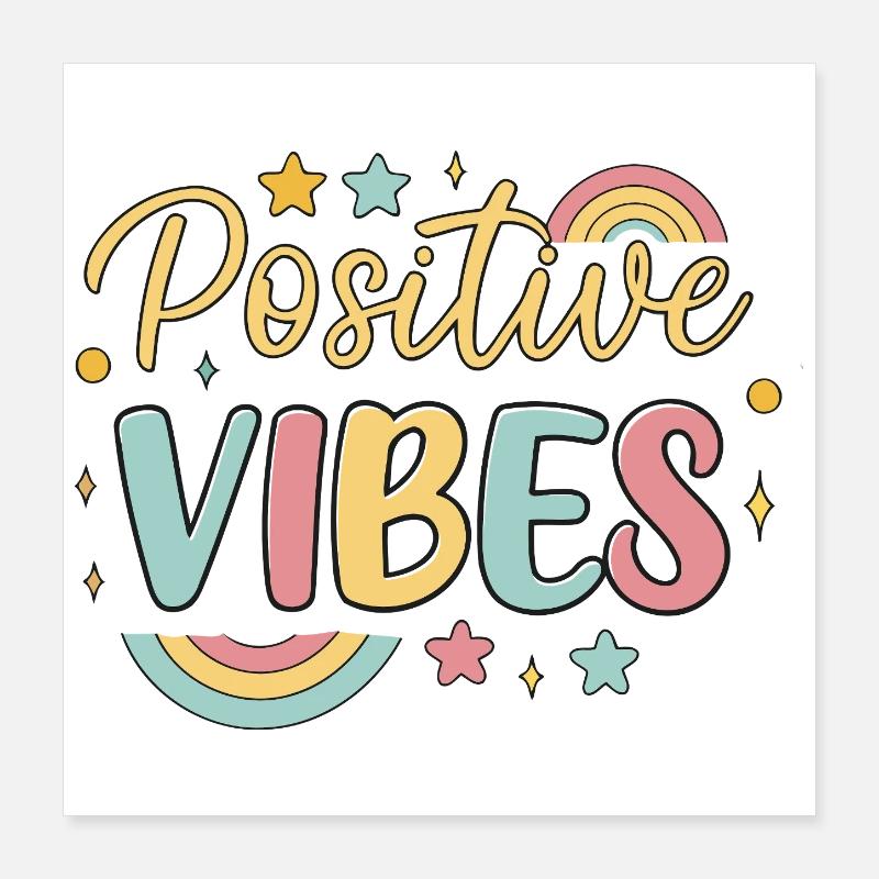 Regenbogen-Positive Vibes Poster 40x40 cm