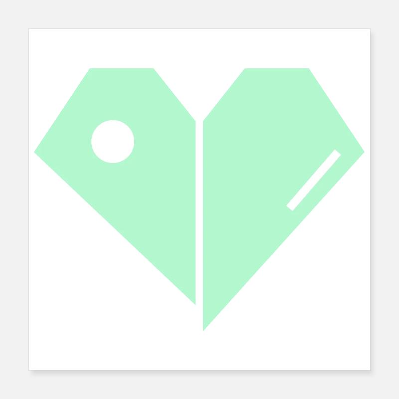 Mint Herz Split Minimalist Poster 40x40 cm