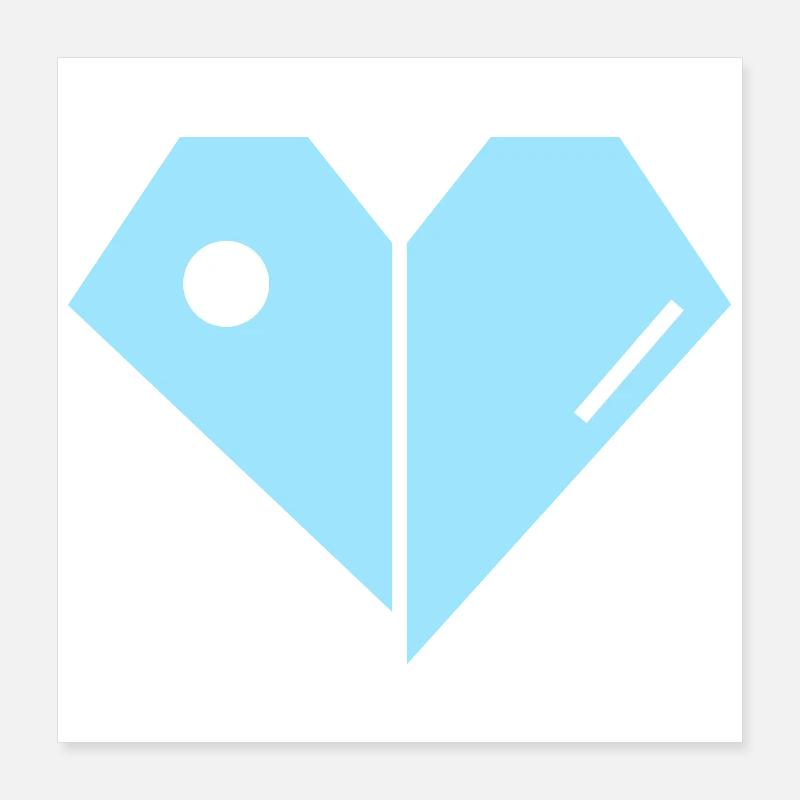Geometrisches Blaues Herz Poster 40x40 cm