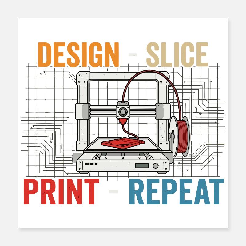 3D-Druck Evolution – Design Slice Print Repeat Poster 40x40 cm