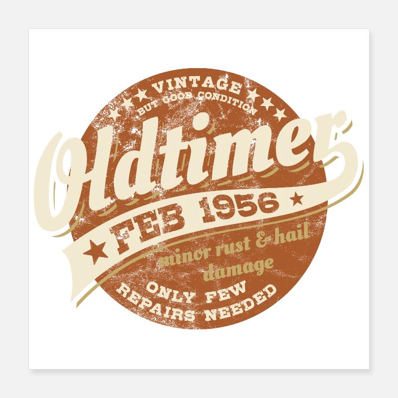 Oldtimer Februar 1956 - Geburtstag - Geschenk Poster 40x40 cm