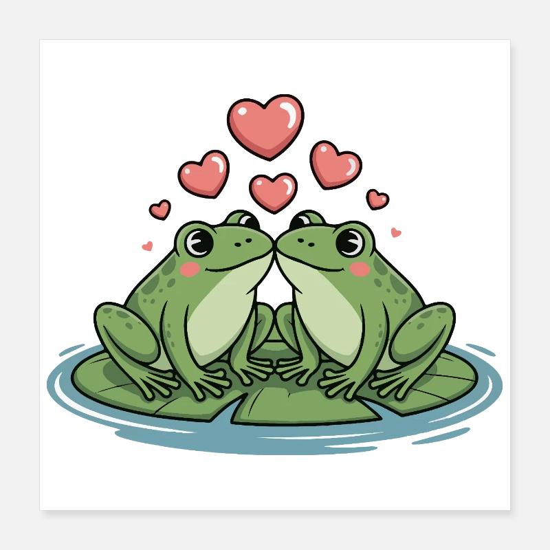 Frosch Paar Herz Poster 40x40 cm
