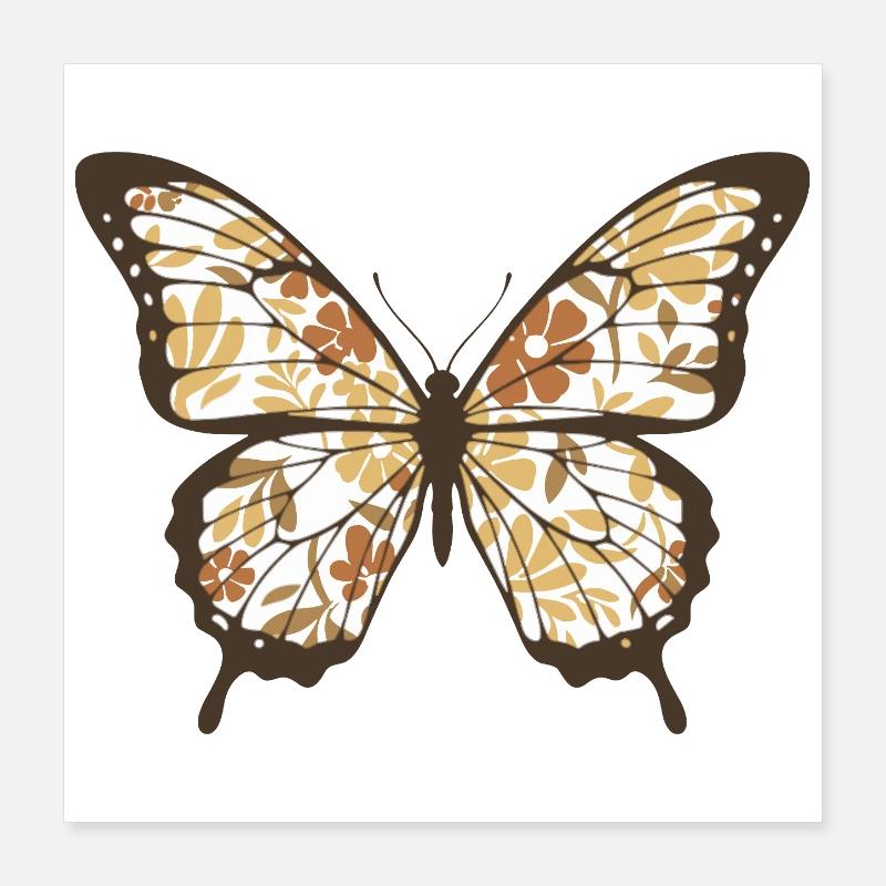 Papillon aux ailes de fleurs Poster 40 x 40 cm
