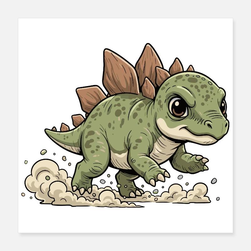 Fröhlicher Stegosaurus Poster 40x40 cm