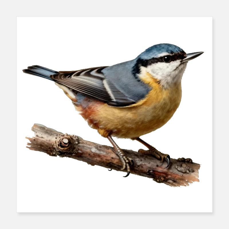 Sittelle torchepot sur branche Poster 40 x 40 cm