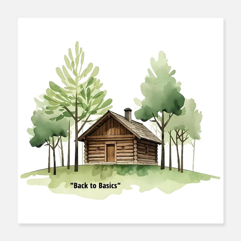 Back to Basics Cabin in Woods Poster 16" x 16" (40x40 cm)