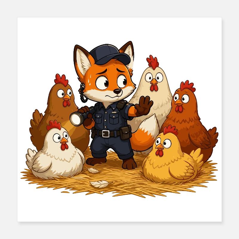 Fuchs Sicherheitsheld Hof Poster 40x40 cm