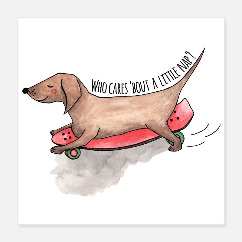 Teckel Longboard Chiens Sieste Poster 40 x 40 cm