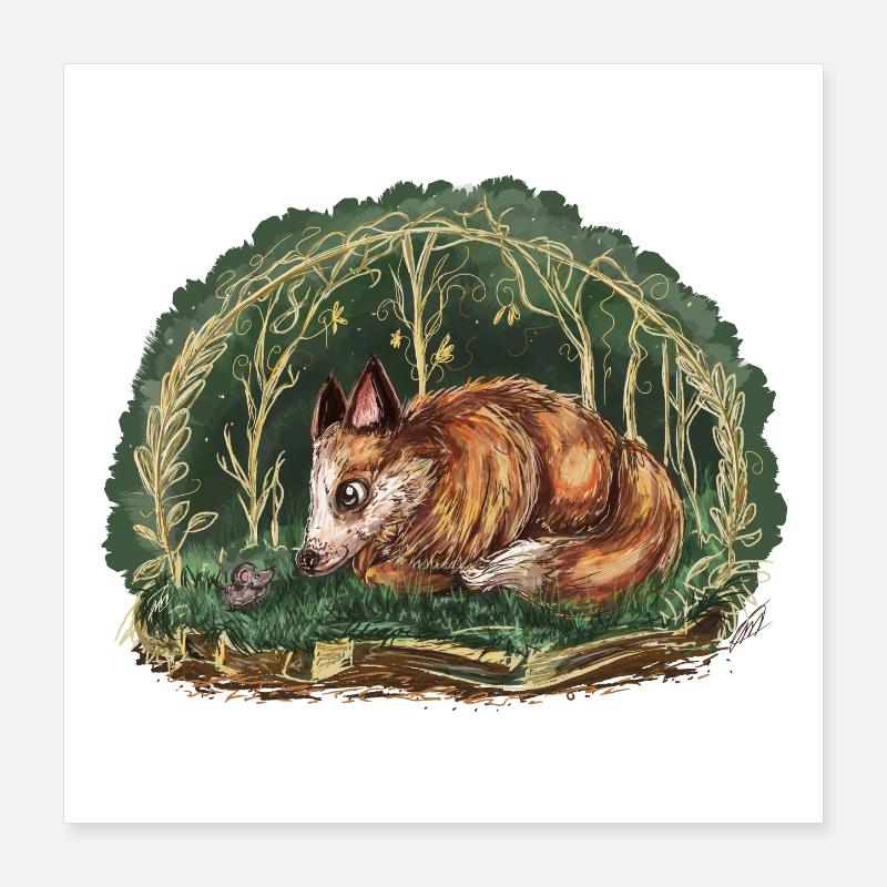 Fuchs und Maus Poster 40x40 cm