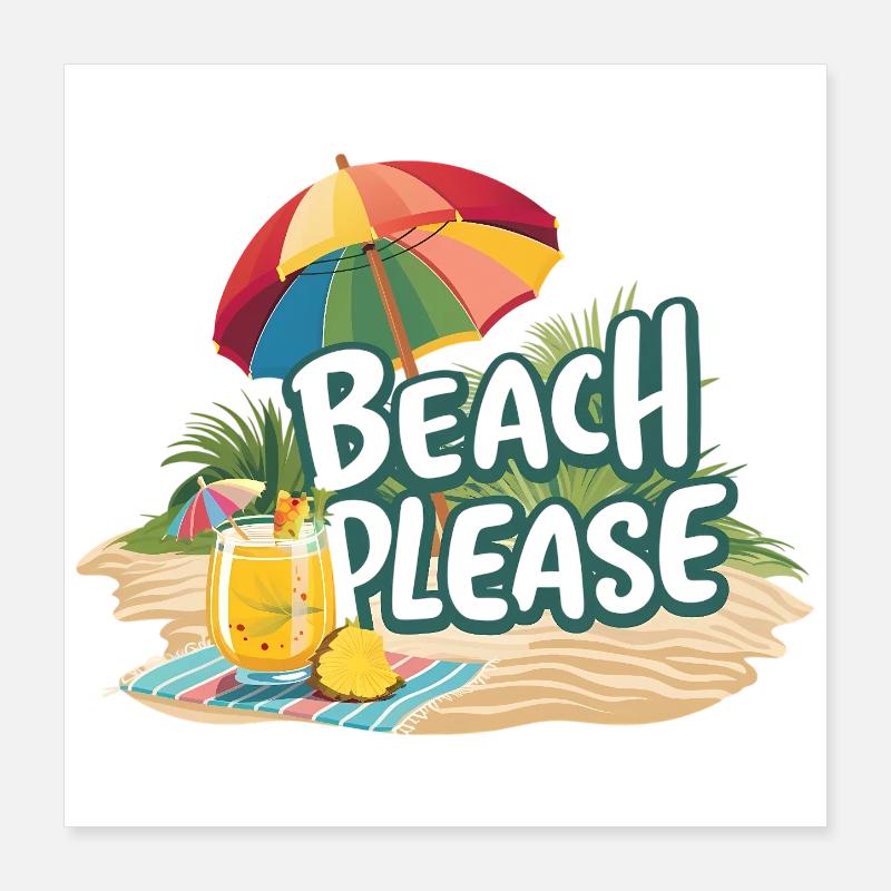 Strand bitte Poster 40x40 cm