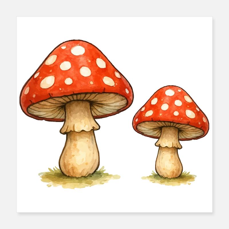 Duo champignon rouge Poster 40 x 40 cm