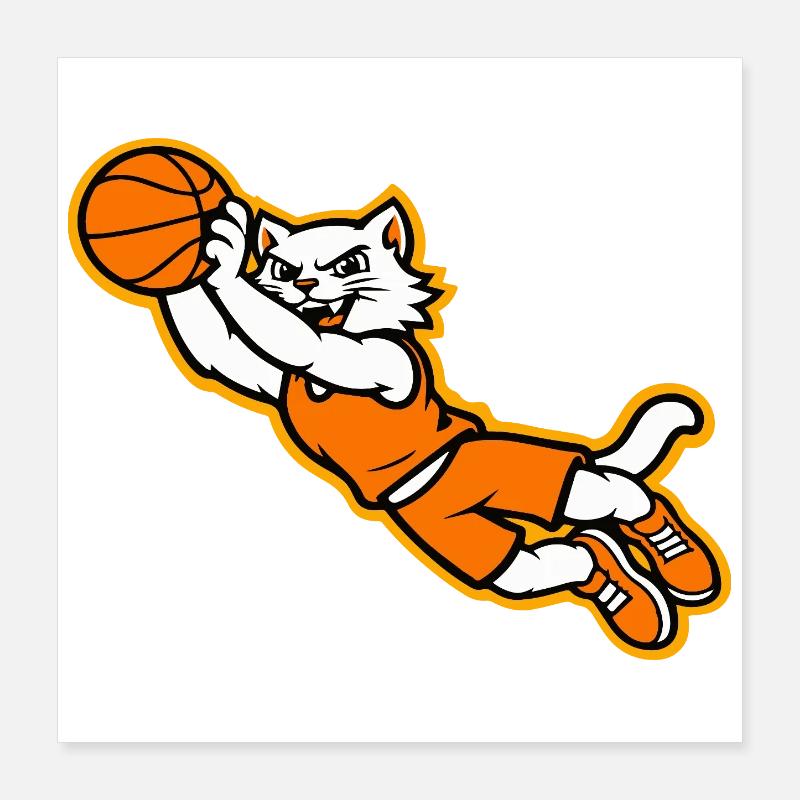 Wildcat-Basketball Flying Dunk Maskottchen Poster 40x40 cm
