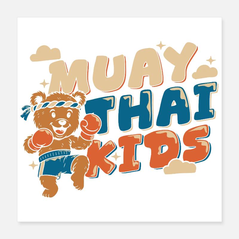 Muay Thai Kids – Box-Bär Poster 40x40 cm