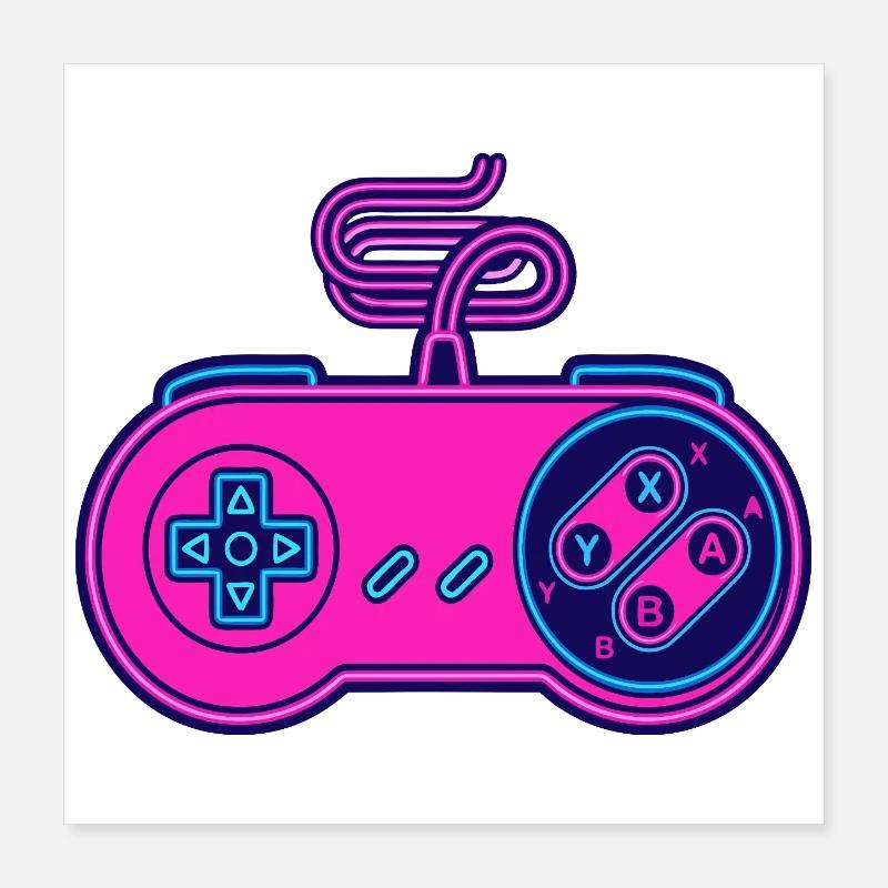 Retro-Pink-Neon-Controller Poster 40x40 cm
