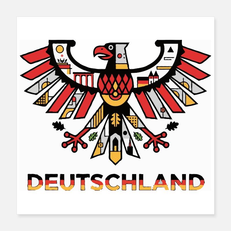 German Eagle Flag Motif Poster 16" x 16" (40x40 cm)