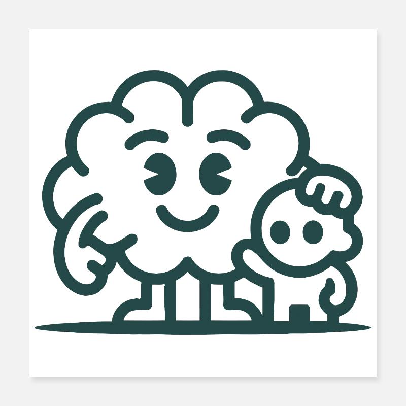 Friendly Cloud Duo Illustration Poster 40 x 40 cm