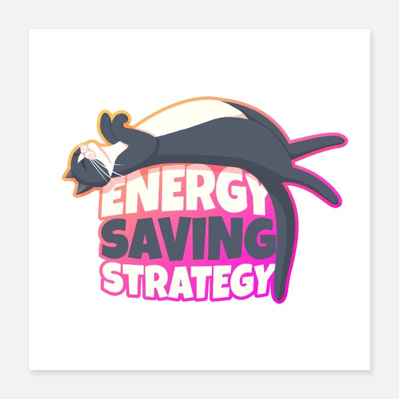 Stratégie d’économie d’énergie Chat Poster 40 x 40 cm