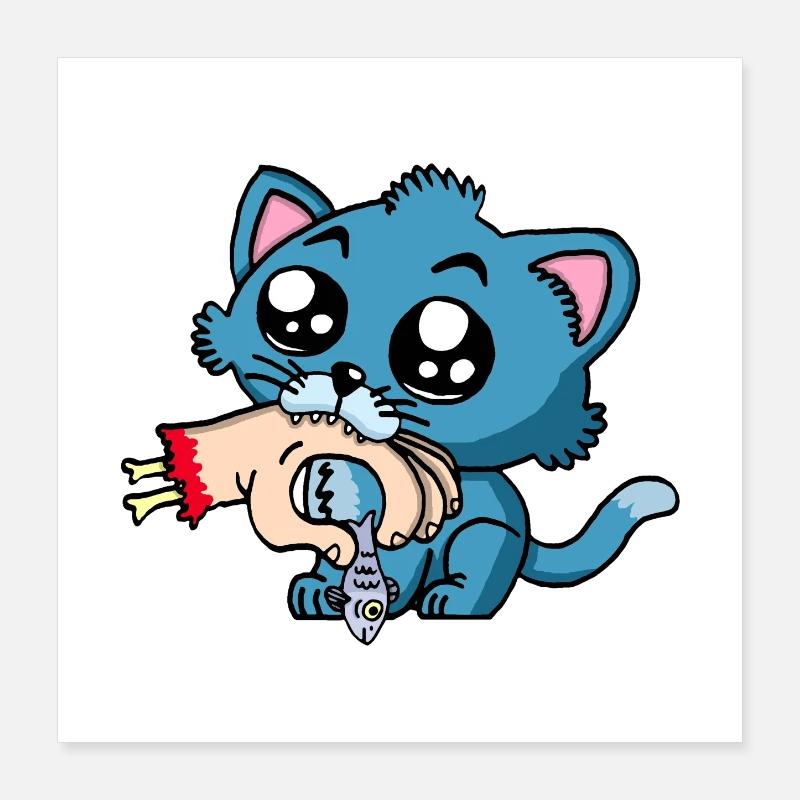 Hungriges Kätzchen Poster 40x40 cm