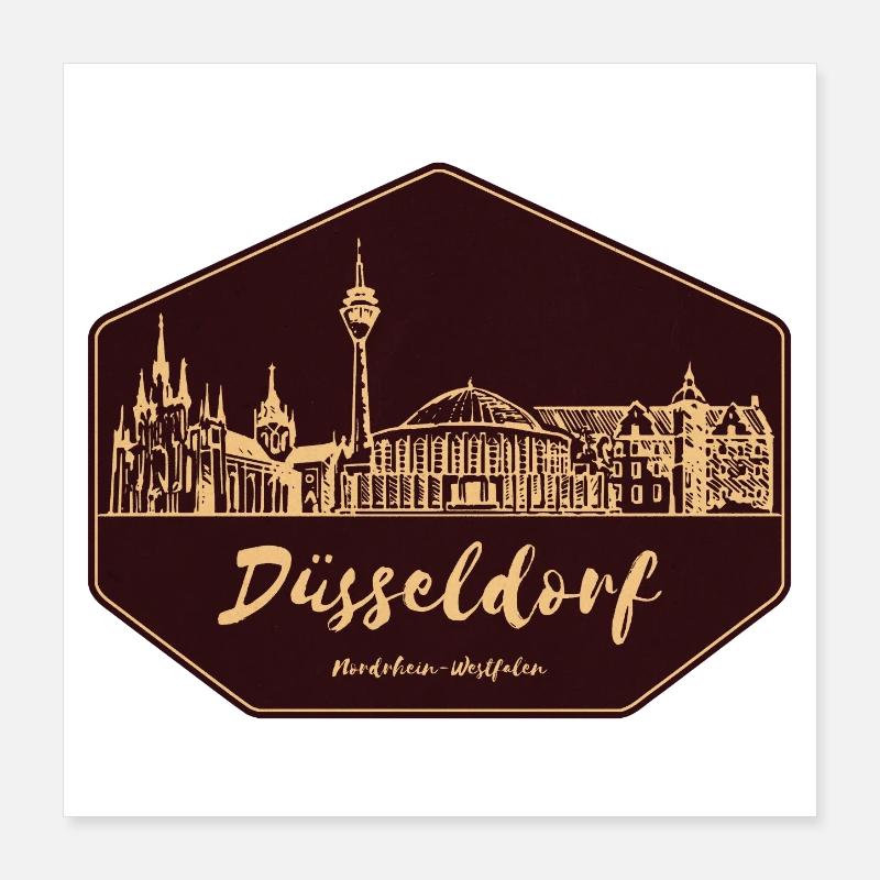 Düsseldorfer Skyline Badge Poster 40x40 cm