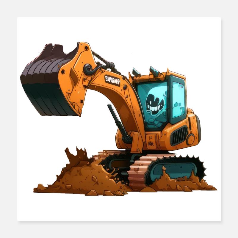 Large excavator Poster 16" x 16" (40x40 cm)