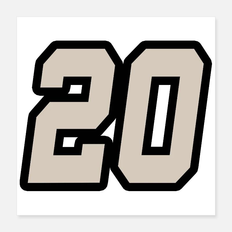 Nummer zwanzig 20 Poster 40x40 cm