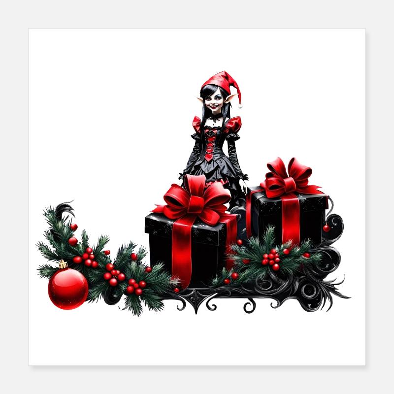 Cute Gothic Christmas Elf Poster 16" x 16" (40x40 cm)
