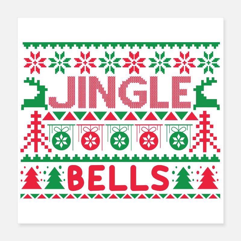 Ugly Sweater - Jingle Bells Knit Pattern Poster 16" x 16" (40x40 cm)