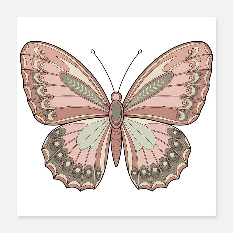 Boho Schmetterling Poster 40x40 cm