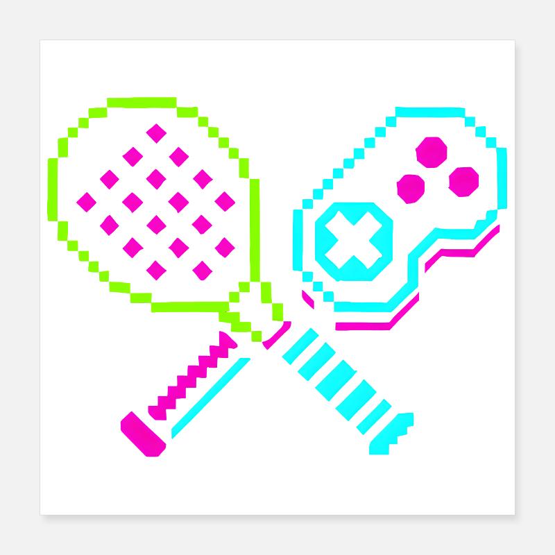 Retro Arcade Neon Paddel Poster 40x40 cm