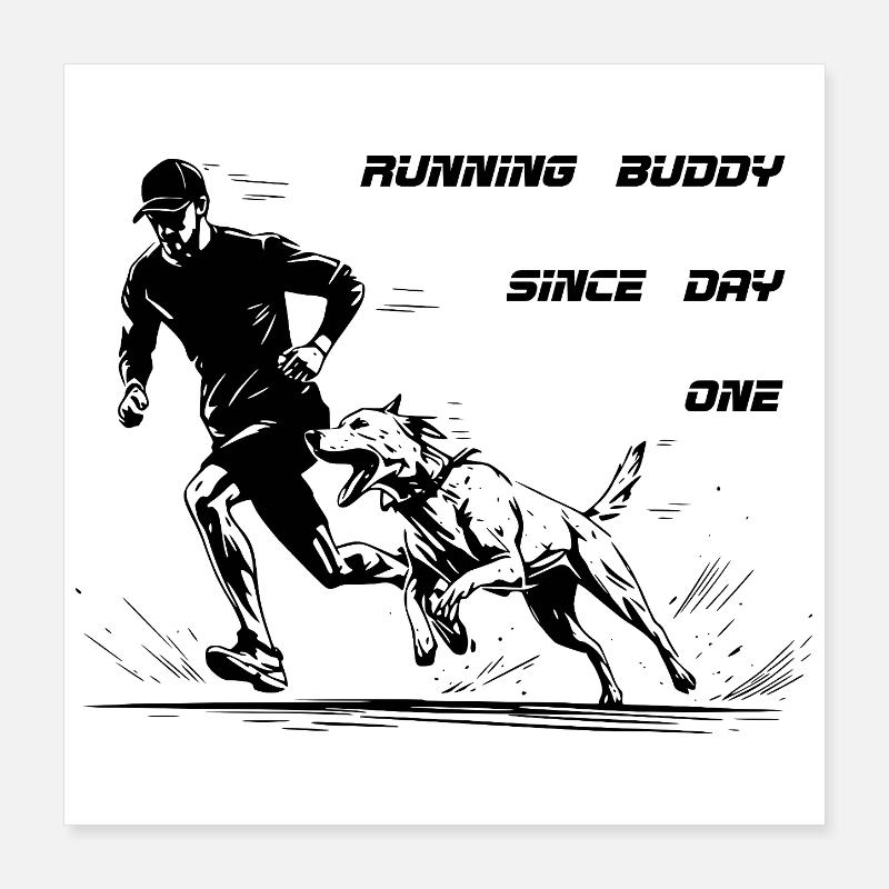 Jogging with Dog Running Buddy Poster 16" x 16" (40x40 cm)