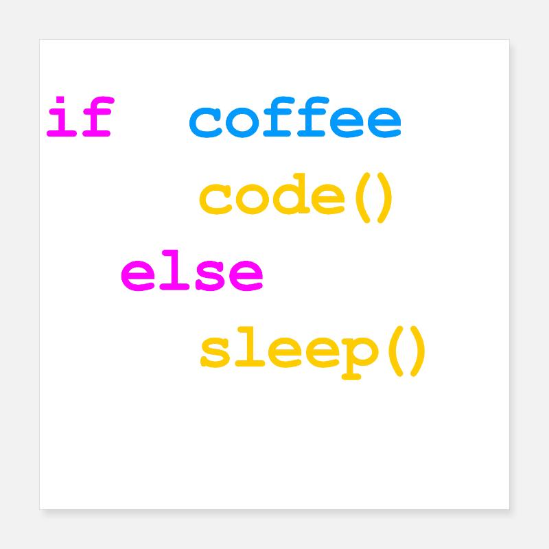 No Coffee No Code Programmeur Informaticien Poster 40 x 40 cm