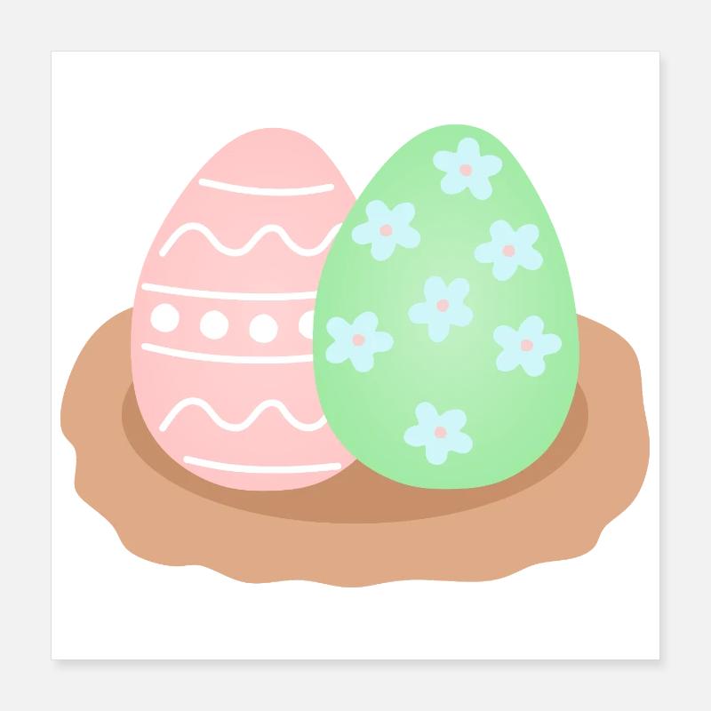 Pastel Easter Egg Duo in Nest Poster 16" x 16" (40x40 cm)
