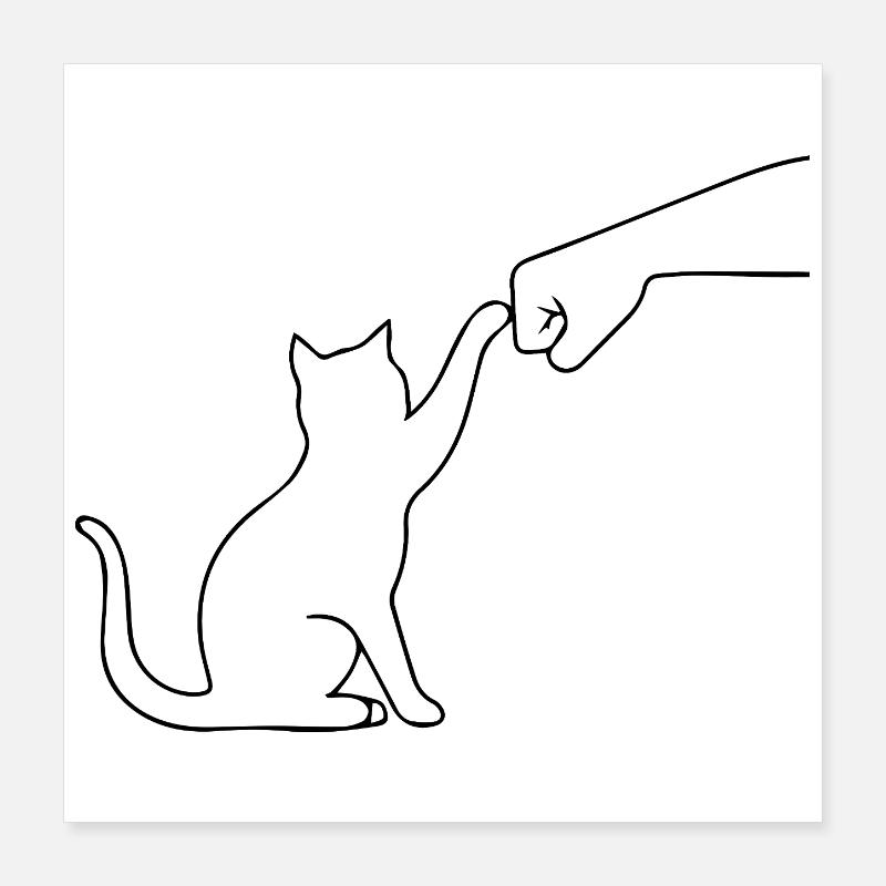 Patte de chat drôle Poster 40 x 40 cm