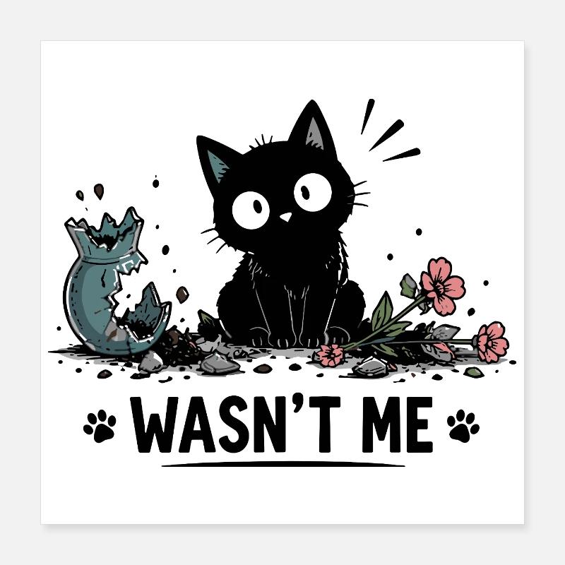 N’étais-je pas drôle chat noir avec cassé Poster 40 x 40 cm