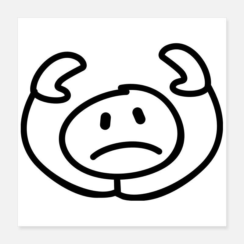 resigned stick man head Poster 16" x 16" (40x40 cm)