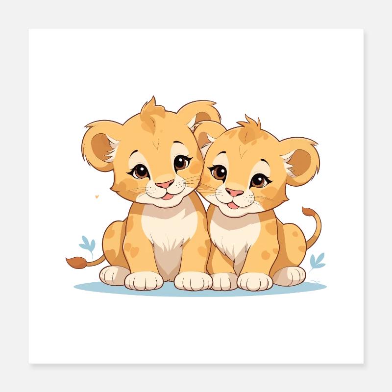 Lion cubs Poster 16" x 16" (40x40 cm)