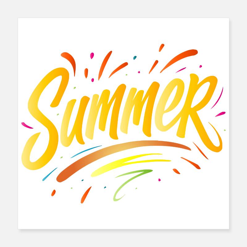 Summer Typo - Design d’été avec des éléments d’éclaboussure Poster 40 x 40 cm