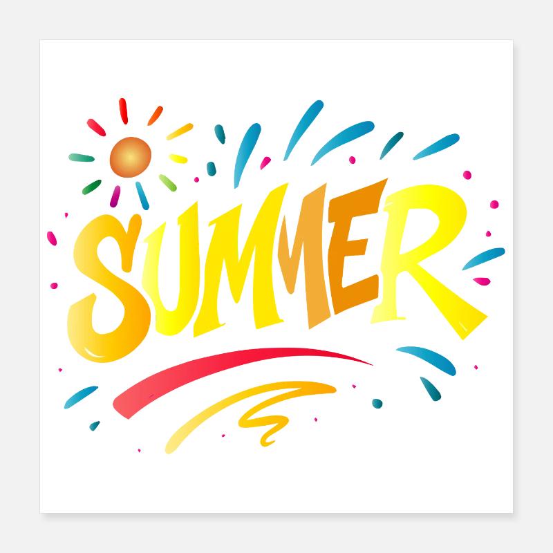 Summer Typo - Design d’été avec des éléments d’éclaboussure Poster 40 x 40 cm