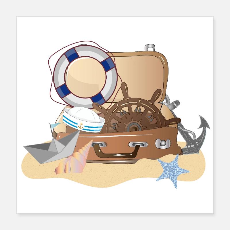 Valise maritime – design de vacances nautiques Poster 40 x 40 cm