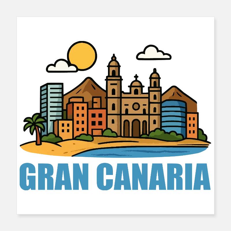 Paysage urbain coloré de Gran Canaria Poster 40 x 40 cm