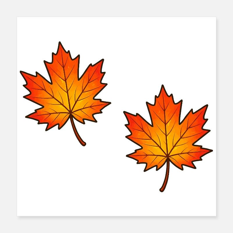 Illustration de feuilles d’érable d’automne Poster 40 x 40 cm