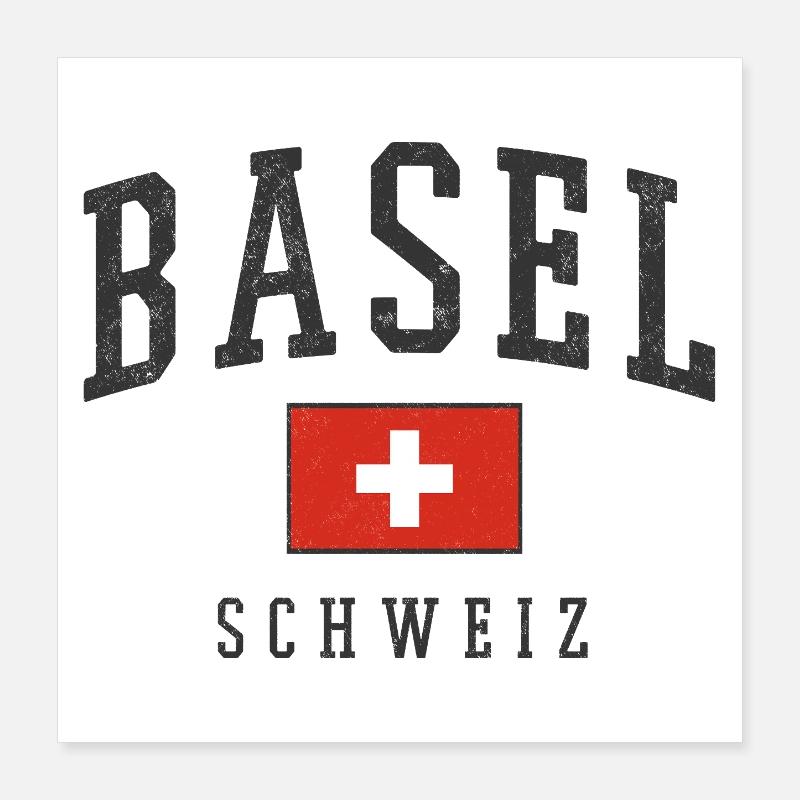 Bâle Suisse Design avec drapeau Poster 40 x 40 cm