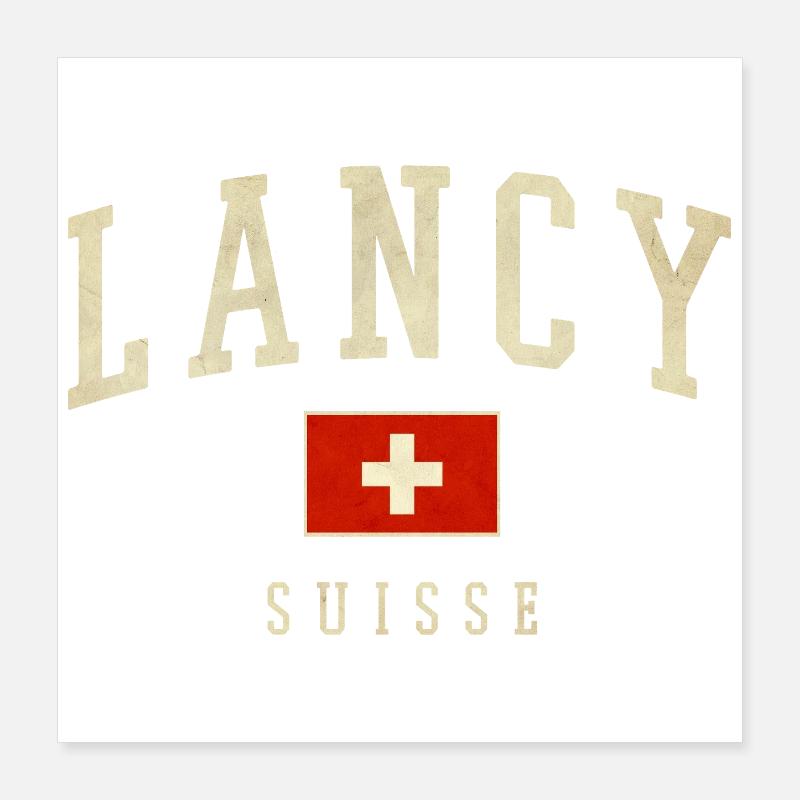 Lancy Suisse – style urbain avec un drapeau Poster 40 x 40 cm