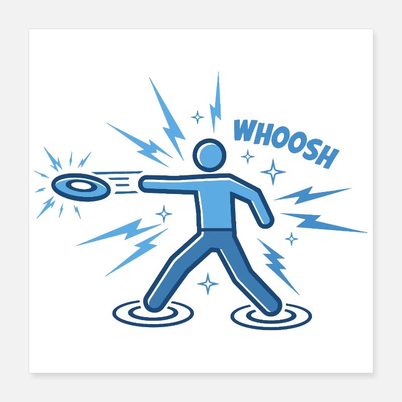 WHOOSH Funny Disc Golf Disc Golfer Flying Disc Poster 16" x 16" (40x40 cm)