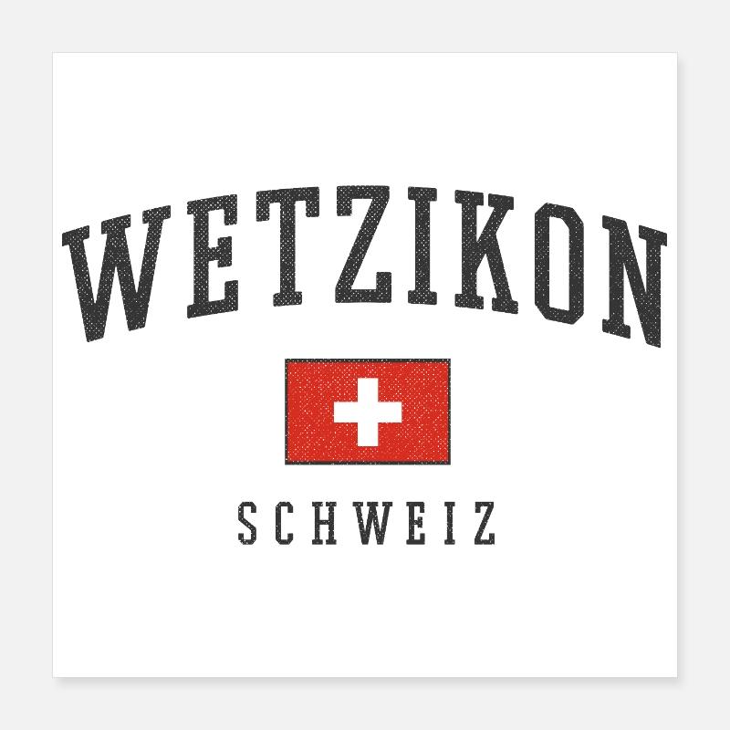 Wetzikon Drapeau suisse Poster 40 x 40 cm