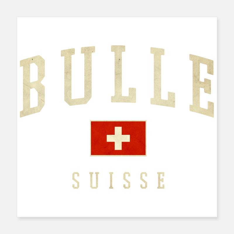 Bulle Schweiz Design - Varsity Stil Poster 40x40 cm