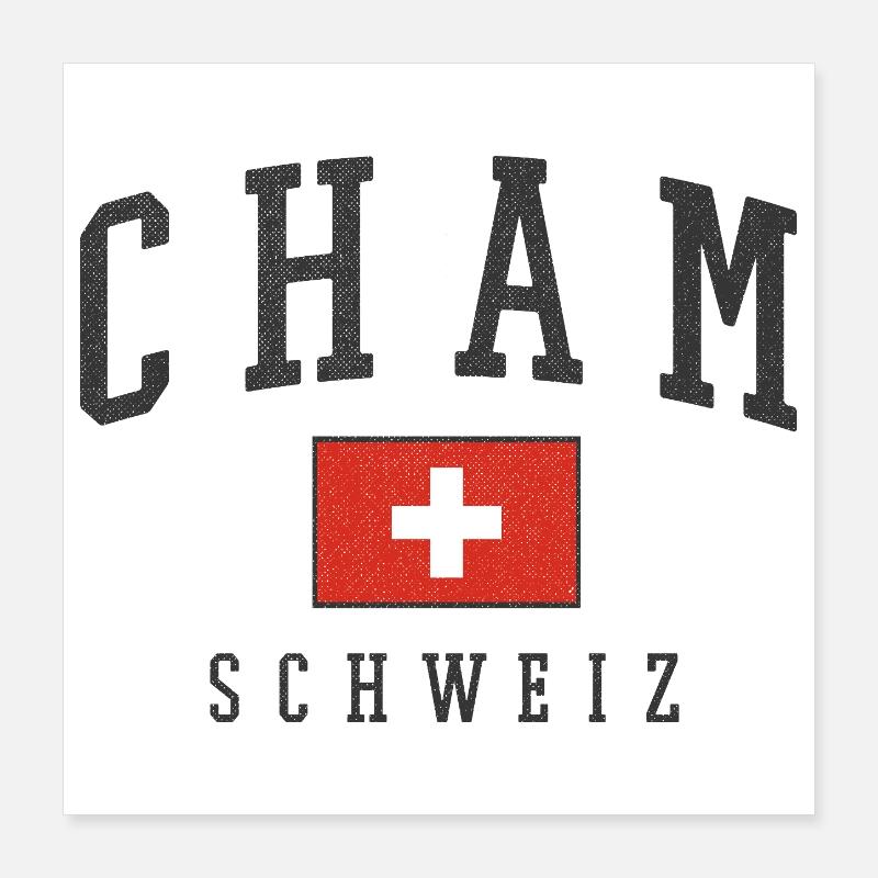Cham Switzerland Flag Style Poster 16" x 16" (40x40 cm)