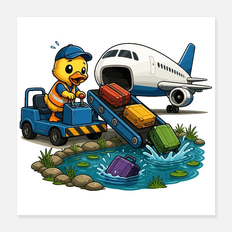 Aventure de canard sur le tarmac Poster 40 x 40 cm