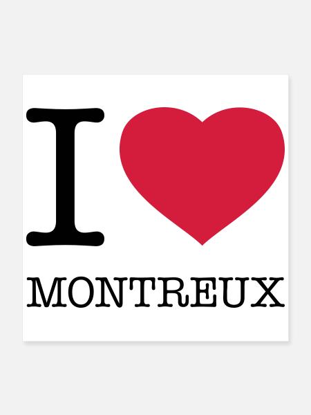 I LOVE MONTREUX - Poster 40x40 cm - Weiß - Vorne